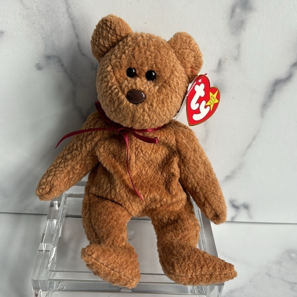 TY Retired Rare 1996 Curly Beanie Baby Bear